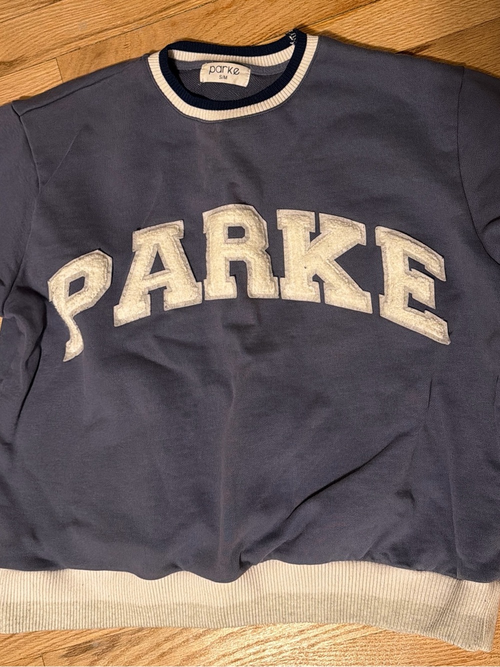 Parke Blue Crew Sweatshirt with White Logo - Picture 3 of 3